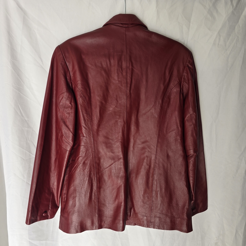 Vintage Lobi Lobi Women’s Genuine Leather Button Up Jacket Red Burgandy XL - Picture 3 of 11